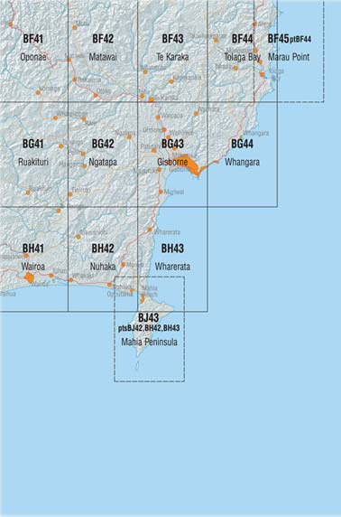 Gisborne and Surrounding Area Topo Maps